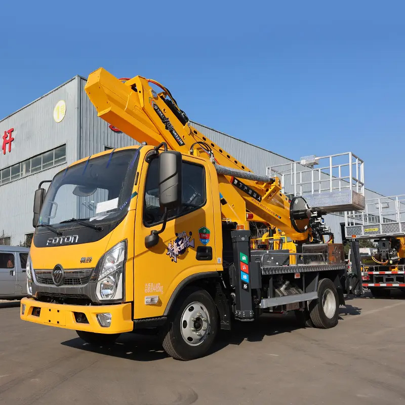 شاحنة منصة العمل الجوي 27 م، منصة شاحنة رفع الرجل الذراع التليسكوبية، منصة العمل الجوي للرفع التليسكوبي، شاحنة التشغيل على ارتفاعات عالية